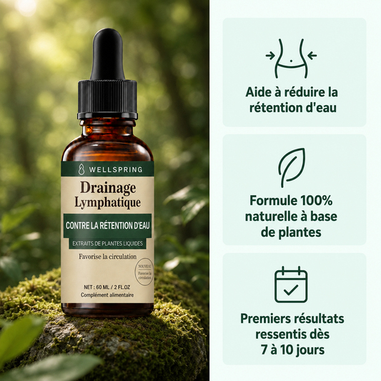 Wellspring Drainage Lymphatique - flacon et bénéfices
