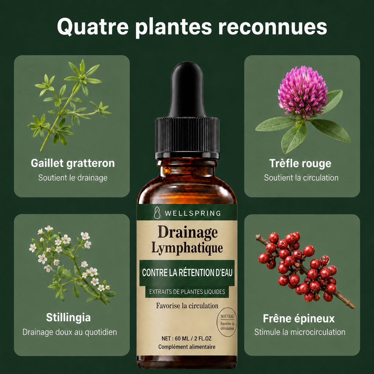 Quatre plantes traditionnellement reconnues